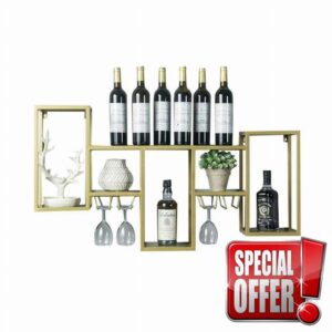 Flower Stand JJ Kitchen Storage Organisation Wine Rack Wine Glass Holder Wall Holder Made of Metal | Wall Shelf Storage Rack Wall-Mount | Wine Bottle Holder | Wine Cabinet Loft Vi