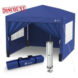 VOUNOT 3m x 3m Pop Up Gazebo with Sides & 4 Weight Bags & Carry Bag