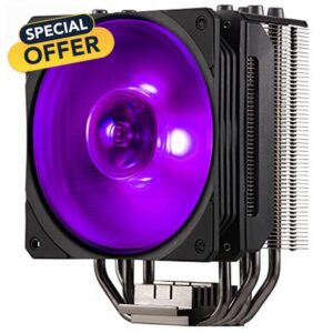 Cooler Master Hyper 212 RGB Black Edition CPU Air Cooler with LGA1700 Bracket - 4 Continuous Direct Contact Heat Pipes with Fins