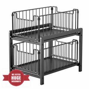 Wuudi 2 Tier Sliding Baskets Cupboard Organiser