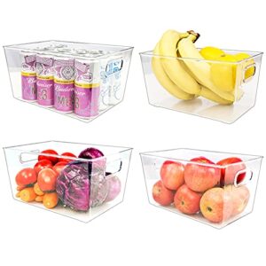 BPA-Free Plastic Storage Boxes Tray Fridge Organiser Kitchen Organisation Pantry Storage Containers Freezer Space Saver for Kitchen Cupboard Cabinet Organise
