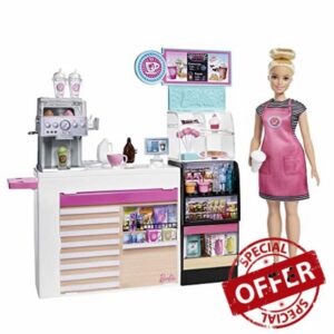 Barbie Coffee Shop with Doll and 20+ Realistic Play Pieces: Coffee Shop