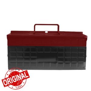 MANUFORE Small Metal Tool Box 14 x 6.5 x 7'' Folding Tool Storage Box