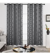 Deconovo Blackout Thermal Curtains Silver Wave Line Circle Printed Curtains for Living Room 52x84...