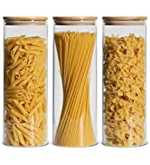 ComSaf 1500ml Glass Jars with Bamboo Lids, Clear Airtight Food Storage Container Jar with Sealing...