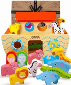 Jaques of London | Wooden Noahs Ark Toy Playset | Wooden Toys for 1 2 3 year Olds | Shape Sorter | Baby Toddler Toy