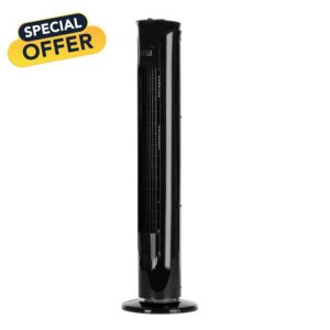 LIVIVO 32" Tower Fan with Timer Ultra Slim and Quiet and Powerful Free Standing 45W Electric Fan with 3 Speed Settings and 90 Degree Oscillation Function (Black)