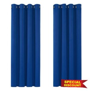 Deconovo Blue Blackout Curtains Eyelet Thermal Insulated Bedroom Blackout Curtains for Living Room 46 x 54 Inch Drop 2 Panels
