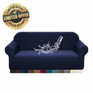 Granbest Premuim Water Repellent Sofa Covers 3 Seater High Stretch 1 Piece Couch Cover for Dogs Universal Sofa Slipcover Non Slip Furniture Protector Jacquard Spandex Fabric (3 Seater