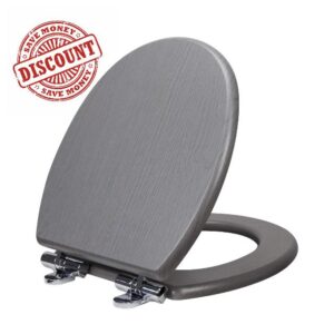 Fanmitrk Grey Wooden Toilet Seat