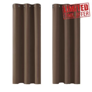 Deconovo Window Treatments Thermal Insulated Eyelet Curtains Blackout Curtains for Bedroom Brown 42 x 54 Inch 2 Panels