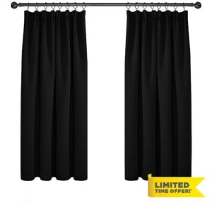 Deconovo Super Soft Curtains Thermal Insulated Pencil Pleat Blackout Curtains for Livingroom 46 x 54 Black Two Panels