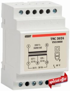 VEMER VN319000 Transformer TMC 30/24 from DIN Rod for Continuous Operation 230 V/12-24 V Power 30 VA