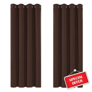 Deconovo Curtains Blackout Thermal Insulated Eyelet Blackout Curtains for Living Room 46 x 54 Inch Drop Chocolate 1 Pai