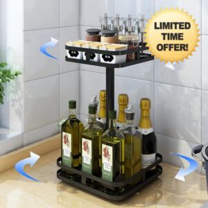 YunNasi Lazy Susan Cupboard Organiser Lazy Susan Turntable Condiments Organiser Spice Racks Free Standing Rotating Oil Rack (Square