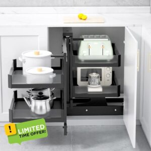 Kitchen Cupboard Blind Corner Cabinet Pull Out with 4 Baskets Shelf Slide Out Cabinet Organizer Full Pull Out Storage Pot Dish Rack Heavy Duty corner cabinet organizer for Home