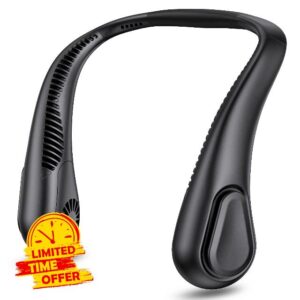 Bladeless Neck Fan Portable Personal Fan 5000mAh Battery Operated Wearable Cooling Fan- Max 21H Working Time 4 Speed USB C Rechargeable- for Outdoor Traveling Patio Garden Work Home Kitchen(Black)