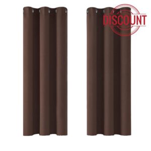 Deconovo Eyelet Blackout Curtains Thermal Insulated Curtains for Kitchen Chocolate 42 x 54 Inch 2 Panels
