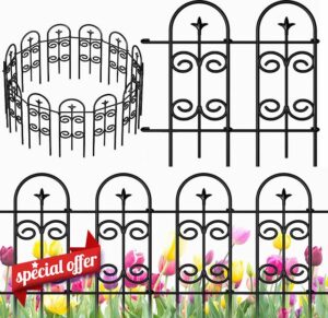 Amagabeli Garden Fence 8 Pcs 81.2cm X 324cm Decorative Outdoor Rustproof Metal Garden Border Landscape Wire Fencing Folding Wire Patio Fences Flower Bed Animal Dogs Barrier Edge Edging DA1152