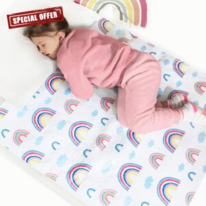 Hygge Sheets Potty Training Bed Pads - 100% Waterproof - Bed Wetting Sheets for Single and Toddler Beds - Non Slip and Easy to Change at Night - Includes Free Children's E-Book - Rainbow