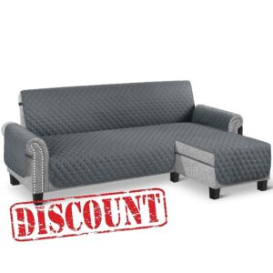 TAOCOCO Corner Sofa Bed Cover Reversible 3 Seater Chaise End Sofa Cover L Shape Sofa Protector for Pets Furniture Sofa Protector (Dark Grey)