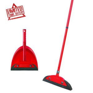 Vileda 158735 Super Classic Broom with Triangular Handle and Super Duster Classic Sweeping Set Broom Set – Red