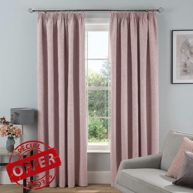 Sleepdown Textured Rib Weave Pencil Pleat Blackout Lined Curtains Thermal Insulated for Bedroom and Living Room 66 x 54 Inch Blush 2 Panels