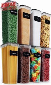 Chef's Path Food Storage Containers (Pack of 8|2.8 L) - Food Containers for Kitchen & Pantry Organization - Plastic Canisters with Durable Lids for Pasta