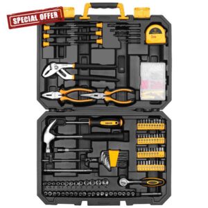 DEKO 196 Piece Tool Set General Household Hand Tool Kit with Rip Claw Hammer