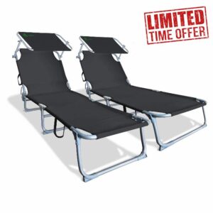 VOUNOT Folding Sun Loungers Set of 2