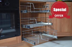Lighting Innovations 4 X 600MM KITCHEN WIRE BASKET LARDER CABINET PULL OUT BASE UNIT CUPBOARD SOFT CLOSE