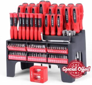 HORUSDY 101-Piece Magnetic Screwdriver Set with Plastic Racking