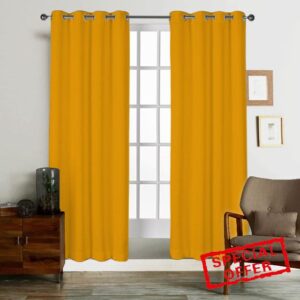 Tiny Break Room Darkening Ochre Curtains - Eco friendly & Safe - 100% Cotton Curtains for living room and bedroom Drapes