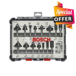 Bosch Professional 15 pcs. Mixed Router Bit Set (for Wood