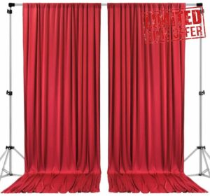 AK TRADING CO. 10 feet x 8 feet Polyester Backdrop Drapes Curtains Panels with Rod Pockets - Wedding Ceremony Party Home Window Decorations - RED
