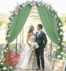 MODFUNS Sage Green Sheer Curtains Chiffon Backdrop Curtains for Parties 2 Panels 29x120 Inches Chiffon Curtains for Wedding 10FT Curtains Sheer Window Curtains Banquet Birthday Ceiling Decorations