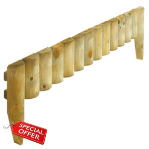 Rowlinson 1.2m Picket Border Fence - Natural (Pack of 4)