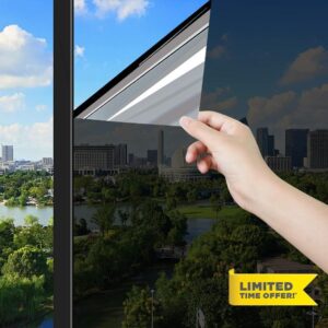 ConCus-T One Way Window Film Sun Blocker UV Window Film Blackout Window Tint Film Heat Control Window Film Mirror Film Conservatory Roof Covering Solar Film Static Cling