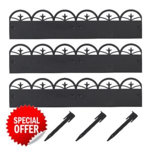 Relaxdays Metal Bed Edging Stable Lawn Edging 3 Fence Panels H x W 7.5 x 274.5 cm Garden Fence Black