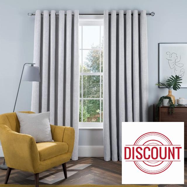 Sleepdown Linen Look Eyelet Blackout Lined Curtains Thermal Insulated for Bedroom and Living Room 46 x 54 Inch Silve