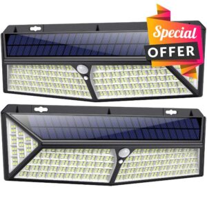 kilponene Solar Lights Outdoor 430 LED【USB Charging & 3500 Lumen】 Solar Motion Sensor Security Lights 4400mAh Solar Powered Lights Wall Lights Waterproof with 3 Modes for Outside