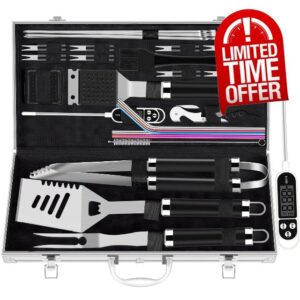 ROMANTICIST 26pcs Extra Thick Stainless Steel Grill Tool Set for Men