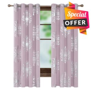 Deconovo Blackout Curtains Foil Print Floral Thermal Insulated Drapes