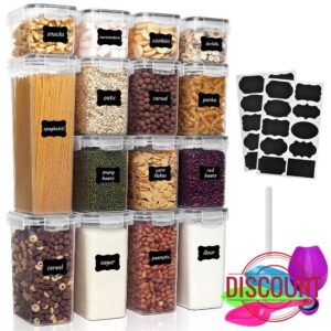 Queta 15Pcs Airtight Food Storage Container Set Plastic Kitchen Organiser Kitchen Storage Containers with Lids