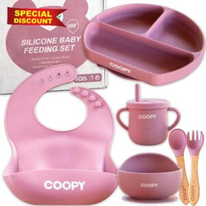 COOPY® Silicone Baby Weaning & Toddler Feeding Set | Plate & Bowl with Suction | Weaning Adjustable Bib