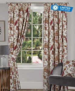 The Mill Shop KensingtonLined Pencil Pleat Curtains (Pair) - 90" x 72" (229cm x 183cm) in Terracotta
