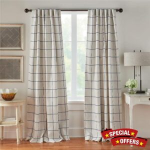 Elrene Home Fashions Windowpane Plaid Grid Blackout Window Curtain Panels/Drapes for Living