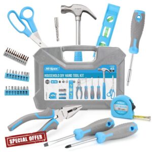 Hi-Spec 42pc Blue Household Tool Kit Set. Starters Basic DIY Hand Tools for Home