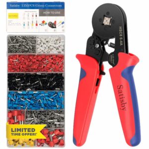 Bootlace Ferrule Crimping Tool STD AWG23-7/0.25-10mm² Self-Adjustable Ratchet Wire Crimper with 1350PCS Crimp Connectors,Ferrule Crimper Plier Se