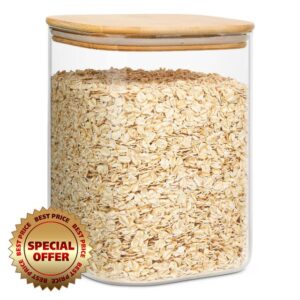 ComSaf 3300ml Square Glass Jars with Bamboo Lids